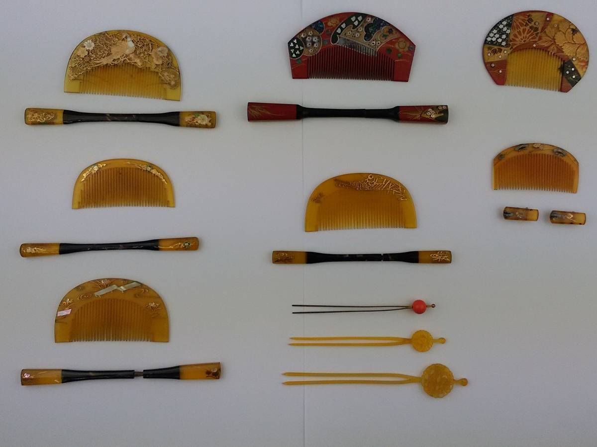 H/べっ甲 サンゴ かんざし 櫛 くし等 おまとめ16点 和装小物 1001-1 