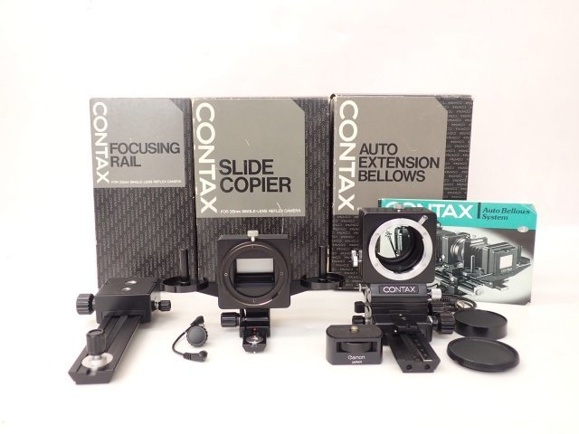 人気SALE，100%新品 CONTAX コンタックス FOCUSING RAIL+AUTO EXTENSION BELLOWS+SLIDE COPER 3点セット ベローズ 元箱付き 67B46-4(コンタックス)｜売買されたオークション情報、yahooの商品情報をアーカイブ公開 - オークファン マニュアルフォーカス