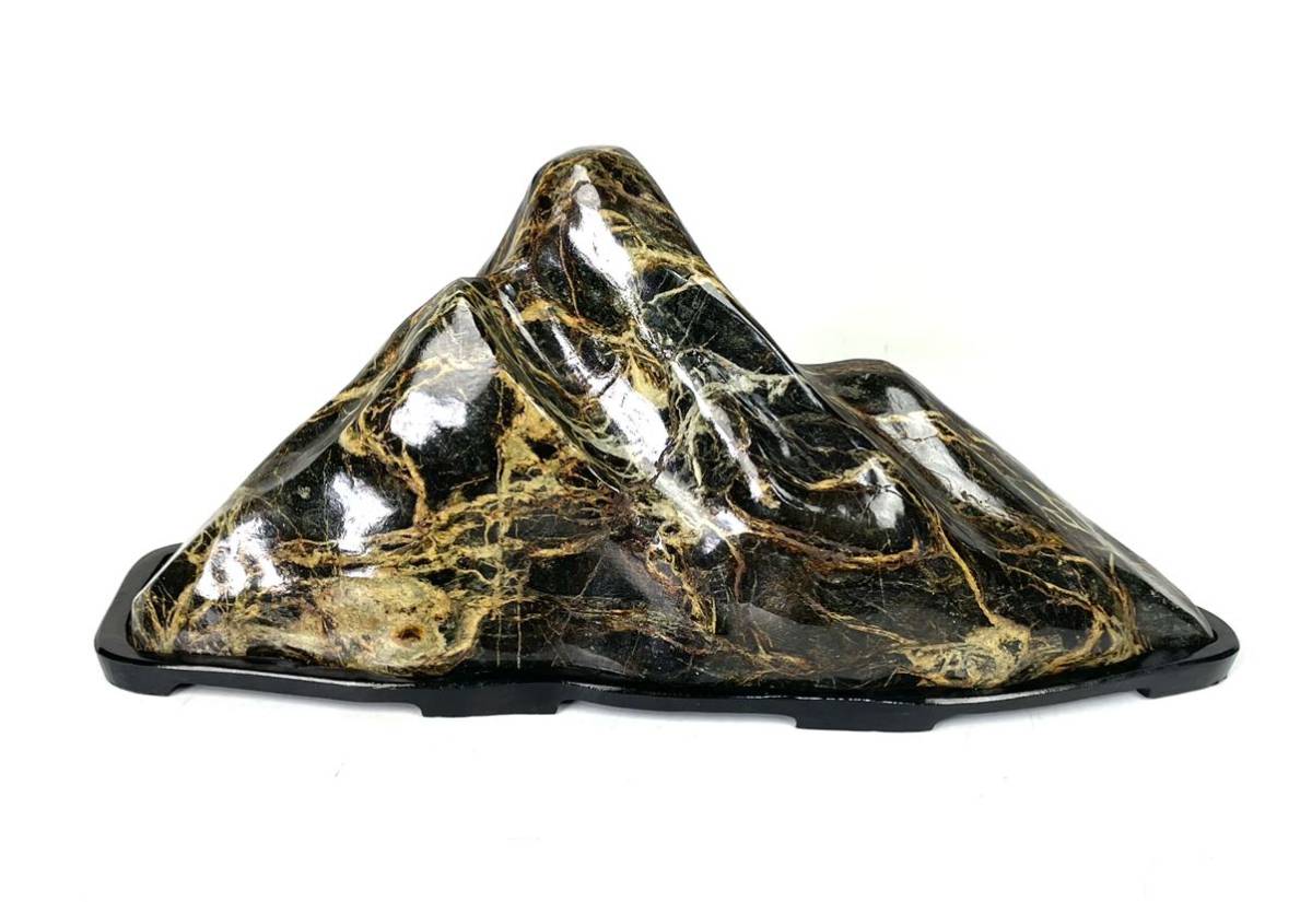 鑑賞石 山型 台座付 置物 公式通販 蛇紋石 約38cm 盆石 盆景 自然