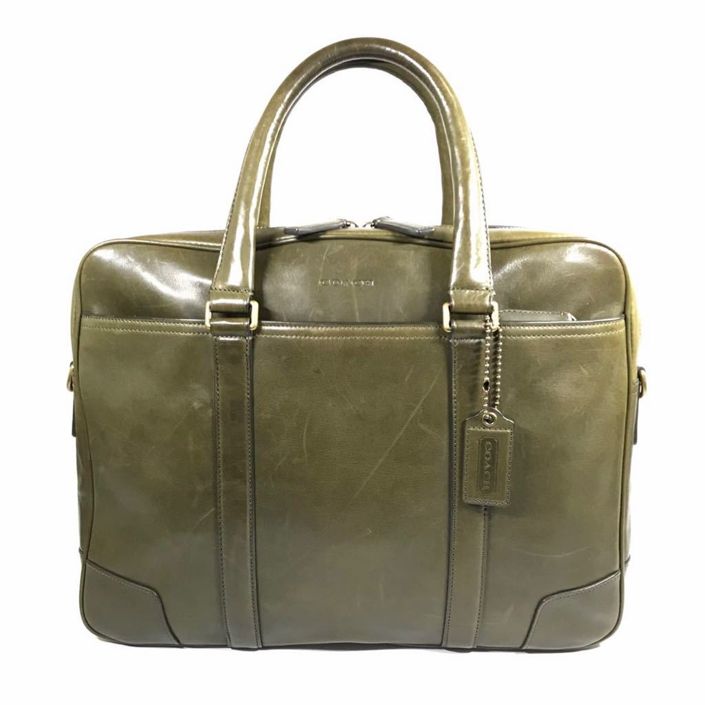 コーチ】本物 COACH ビジネスバッグ 70901 カーキ色系 ブリーフケース 