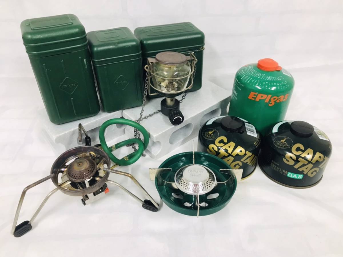 [221005-3T]【現状品】≪EPIgas/キャンプ用品≫PSS型コンロ/APSA-Ⅱ型コンロ/ランタン/LPGガスカートリッジ/CS-250 