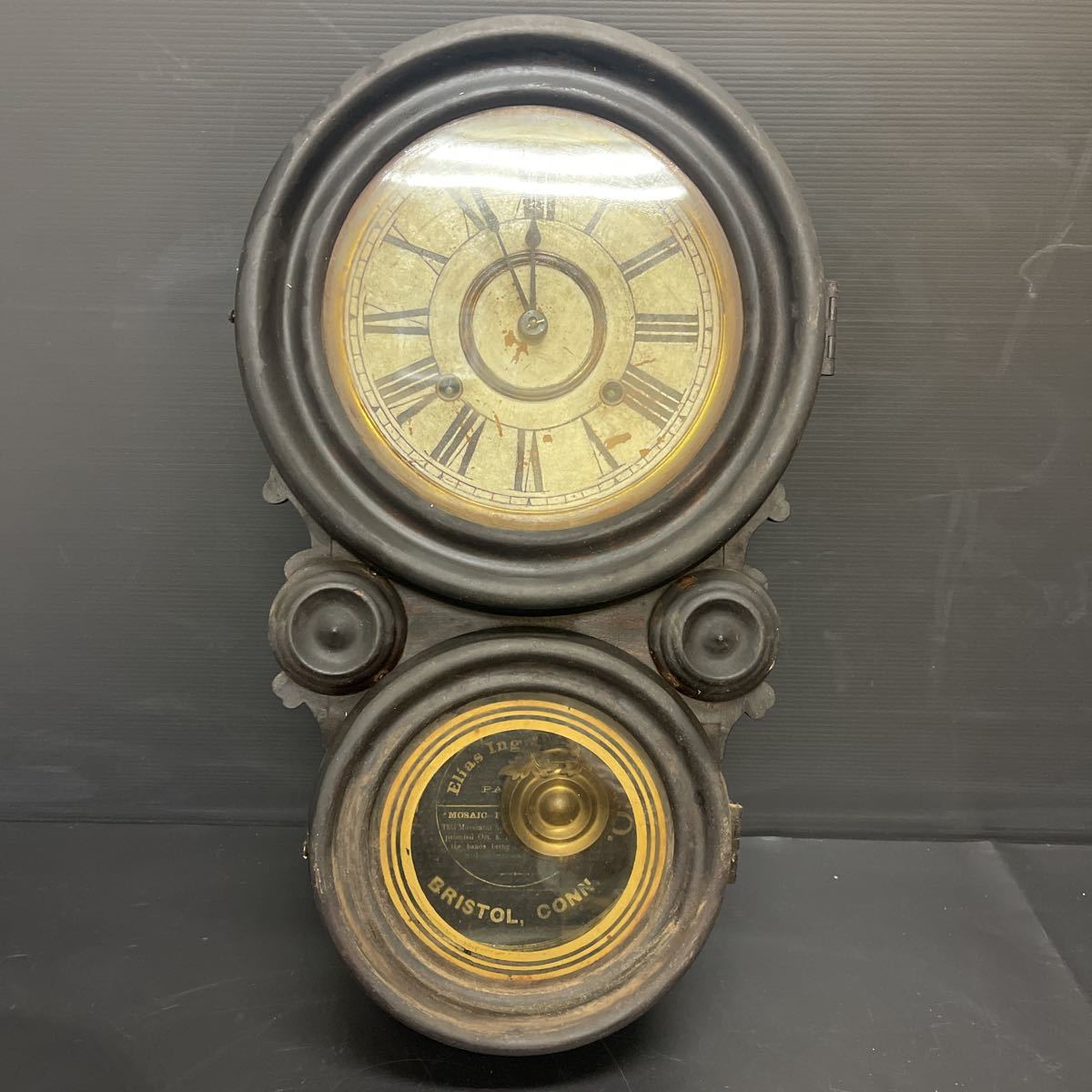 1800年代 イングラハム 四ツ丸 ダルマ 柱時計 振り子時計 動作品 珍品