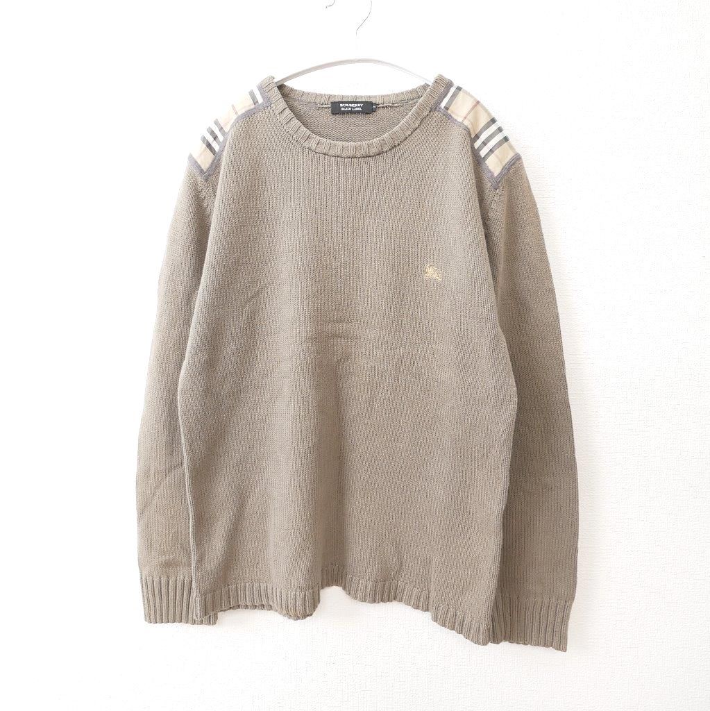 数量限定，得価 BURBERRY BLACK LABEL 2 三陽商会 コットンニットセーター バーバリー ブラックレーベル 薄グリーンカーキ系(トップス)｜売買されたオークション情報、yahooの商品情報をアーカイブ公開 - オークフ 男性用