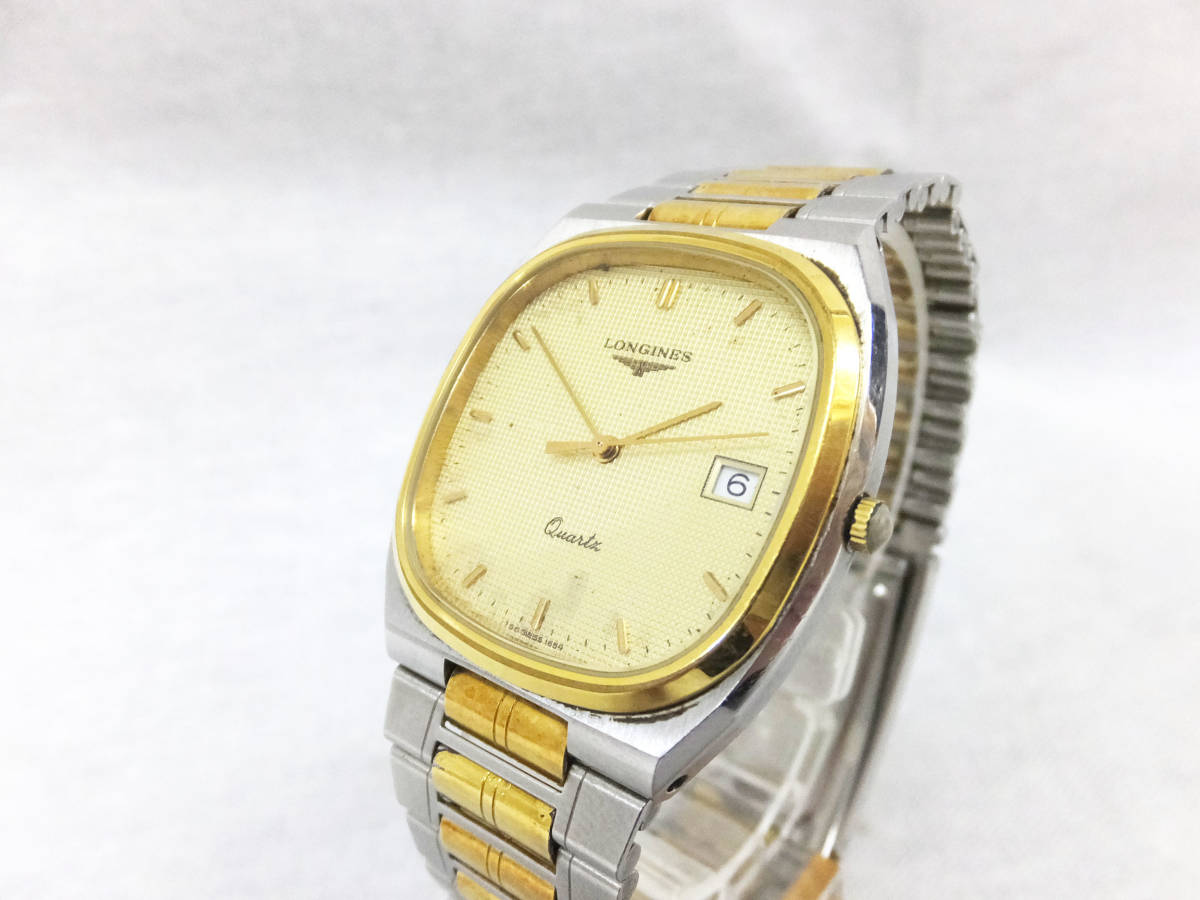 1円☆USED 現状稼働品【LONGINES】ロンジン デイト クオーツ メンズ 
