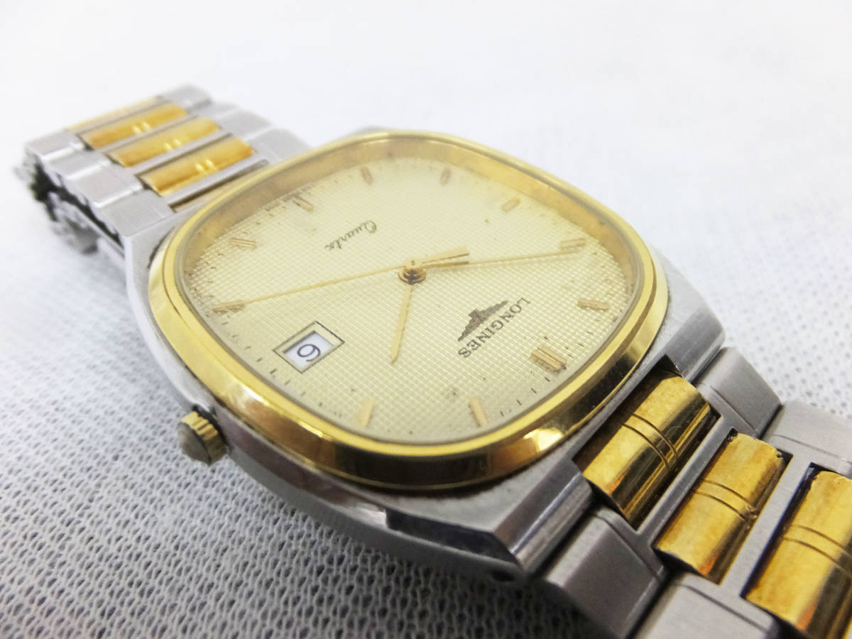 1円☆USED 現状稼働品【LONGINES】ロンジン デイト クオーツ メンズ 
