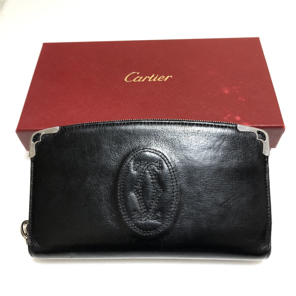 Cartier カルティエ マルチェロ 長財布 ラウンドファスナー レザー 黒