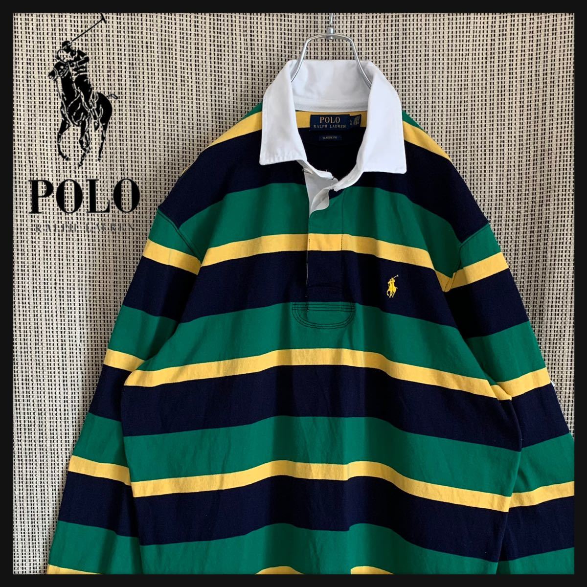 POLO RALPH LAUREN ポロ ラルフローレン 長袖 ラガーシャツ ボーダー(Lサイズ)|売買されたオークション情報、yahooの ...