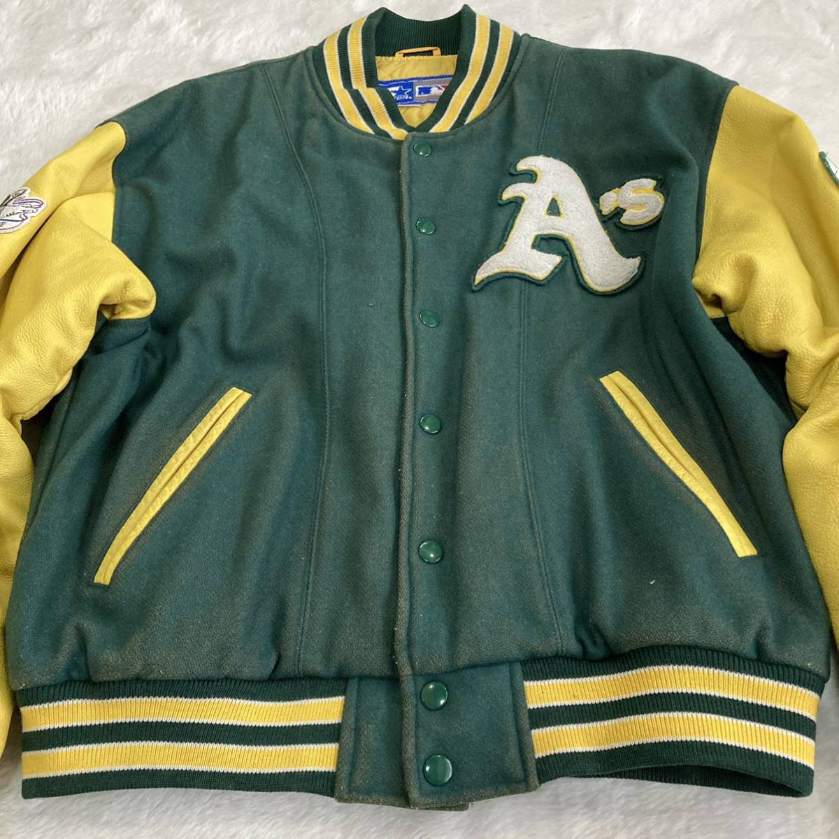 1スタ 90s STARTER MLB Oakland Athletics スタジャン 袖レザー 袖革