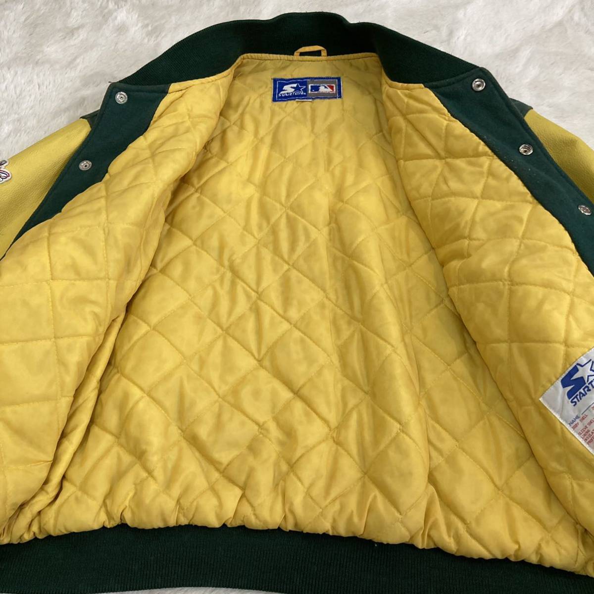 1スタ 90s STARTER MLB Oakland Athletics スタジャン 袖レザー 袖革