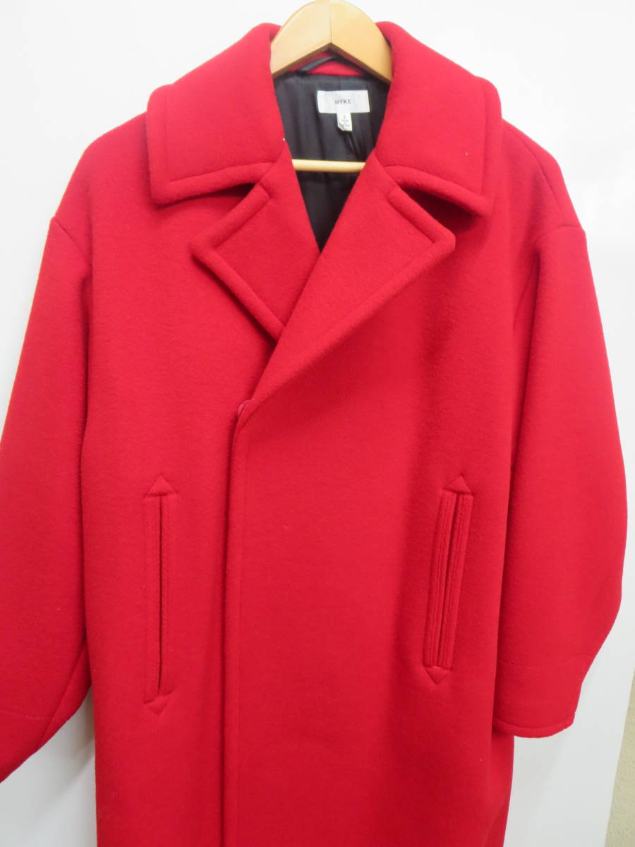 中古 HYKE ハイク ロングコート オーバーサイズ レッド サイズ2  