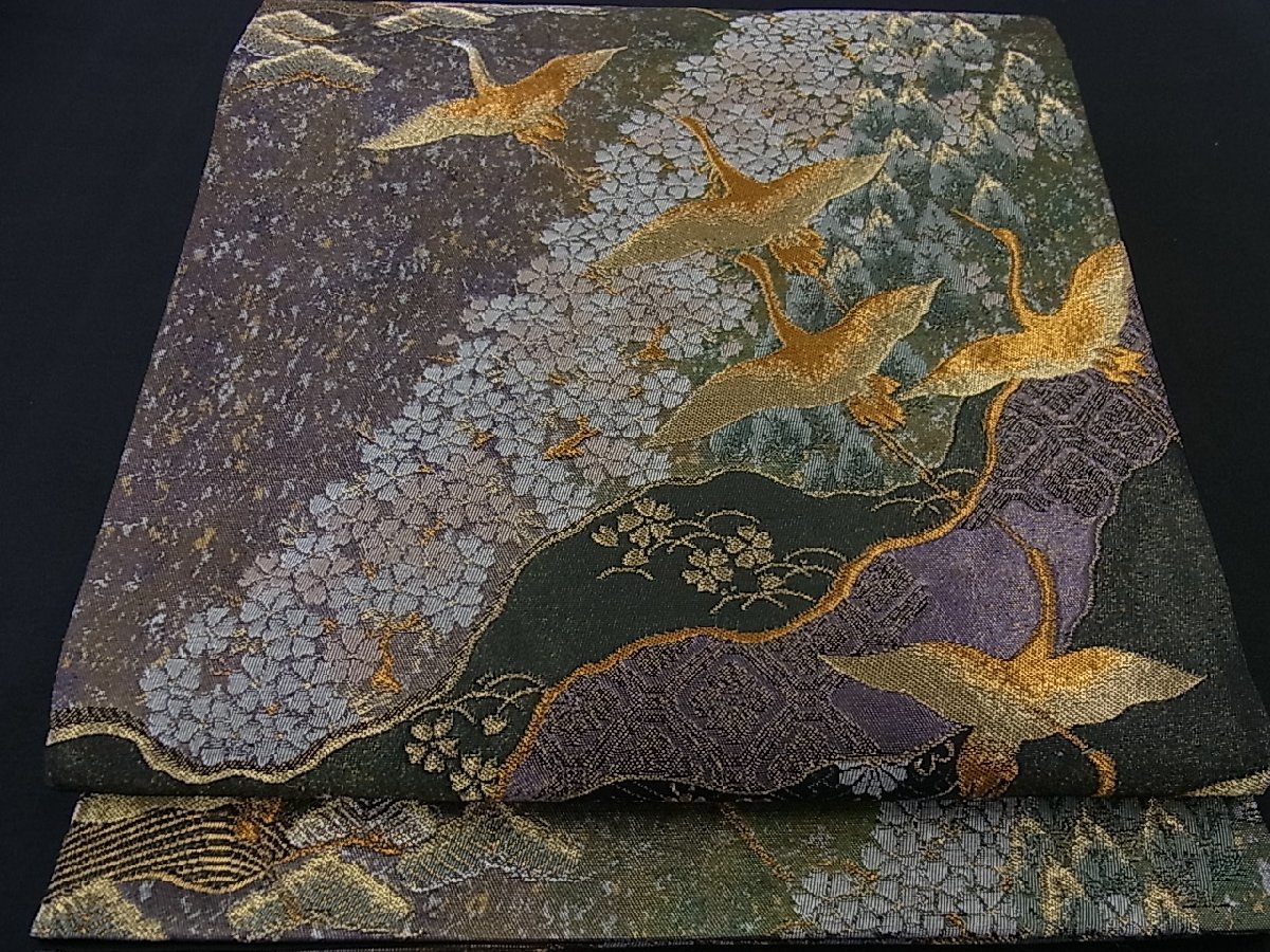 金銀糸 美品 袋帯 秀品 箔 金色 六通 正絹｜中古 若松招