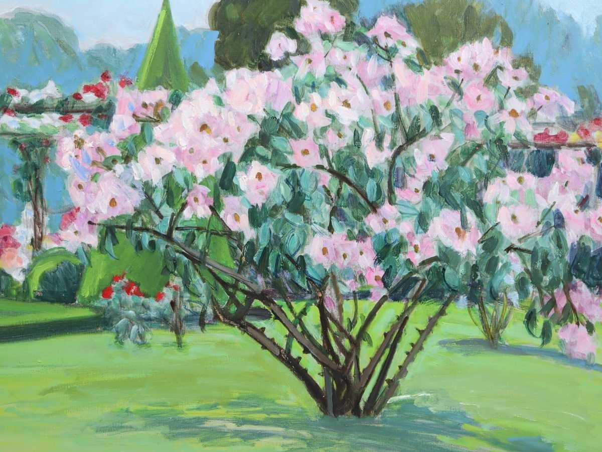 伝・藤田嗣治作 油彩風景画「湖畔」 （小川清「小樽祝津風景（鰊御殿 