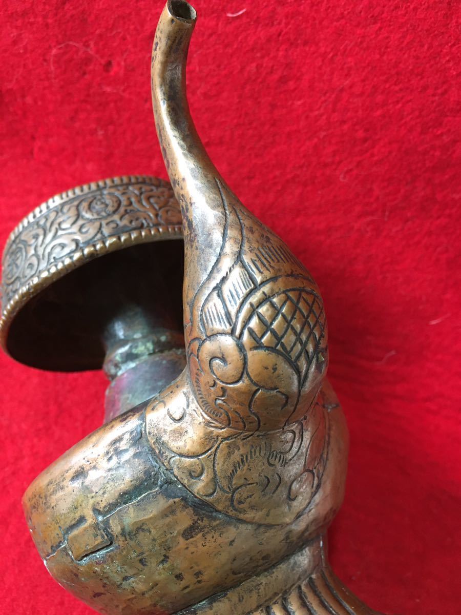 中国 古銅 チベット仏 仏像 置物 木製台座付 M R9063 中国 古銅