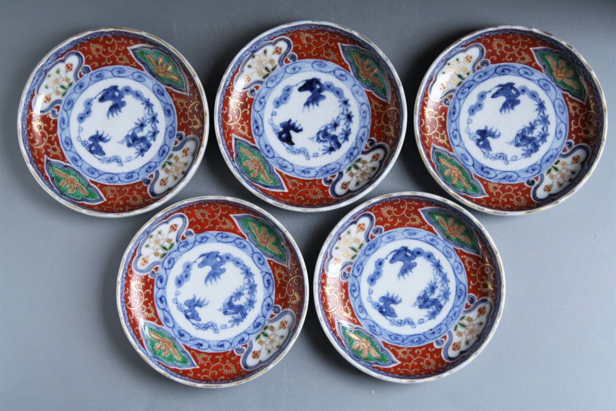古伊万里 色絵 | 小皿 江戸後期 iichi 染付 5客 公式通販 唐草兎