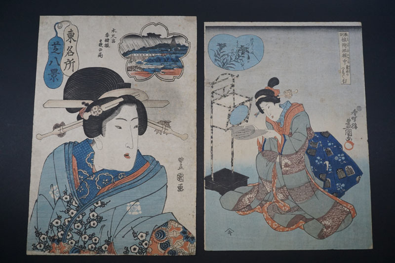 K713◇オリジナル木版画【二代豊国/三代豊国】2枚まとめ「東名所芝八景 