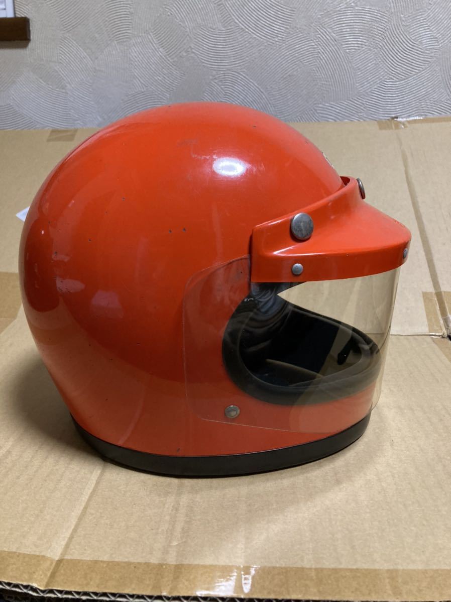 ヘルメット フルフェイス ビンテージ風 オレンジ色 BELL（ヘルメット