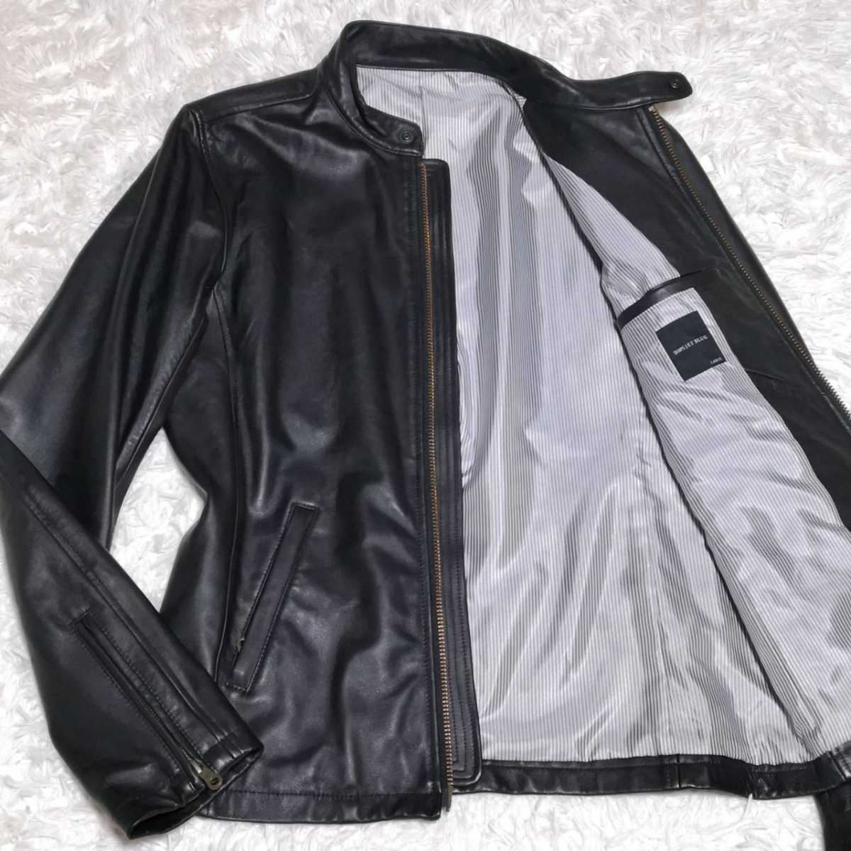 極美品 L シップス SHIPS 本革 羊革 ラムレザー シングル ライダース 