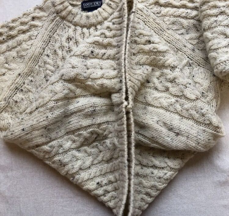 90s LANDS'END ランズエンド セーター ニット ウール クルーネック 白