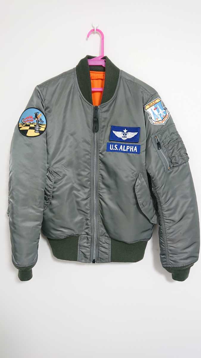 タグ付き ALPHA MA-1 カーキ グリーン ワッペン ALPHA INDUSTRIES