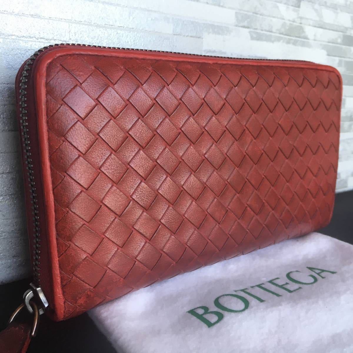 □1円～□レア Bottega Veneta 中仕切り ボッテガヴェネタ 赤 145 長 