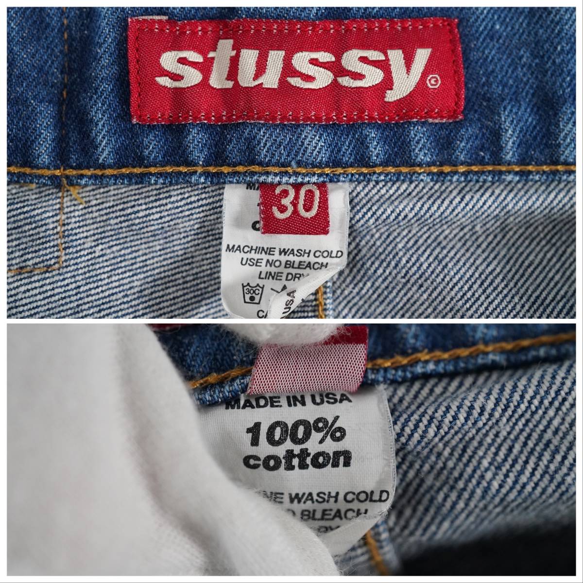 USA製 90s Stussy バーバラクルーガータグ デニムパンツ ジーンズ 」革 