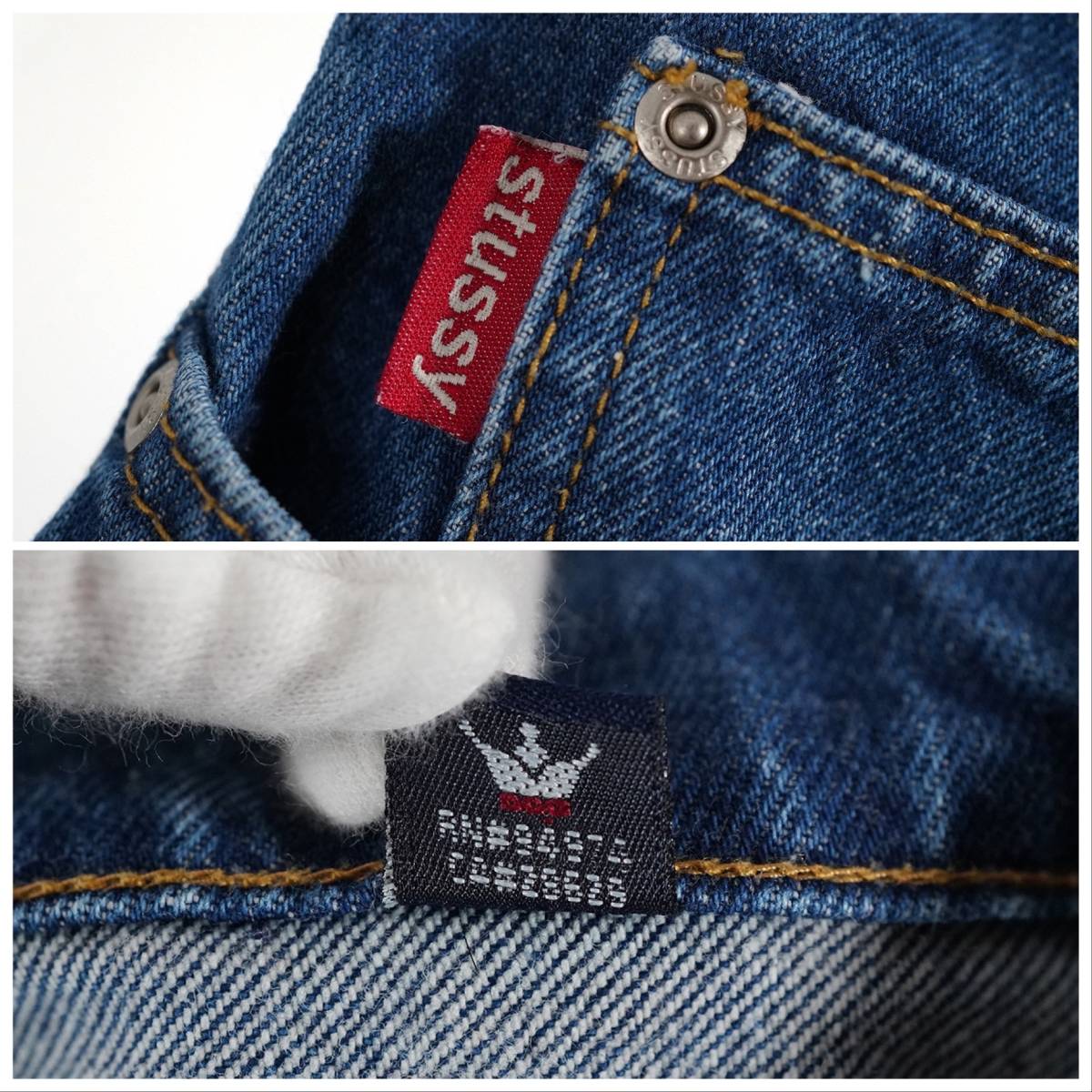 USA製 90s Stussy バーバラクルーガータグ デニムパンツ ジーンズ 」革 