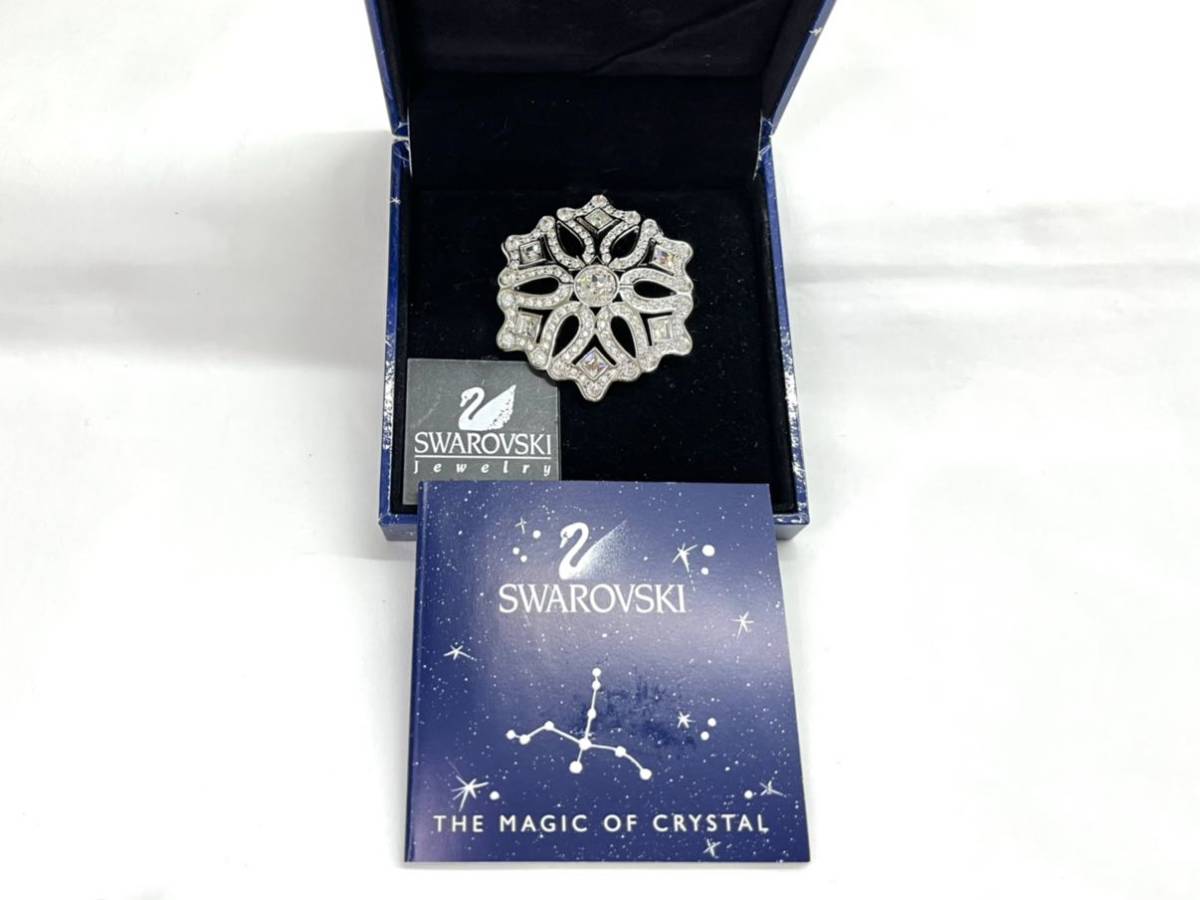 △美品【スワロフスキー SWAROVSKI】 ブローチ・雪・結晶・クリスタル 