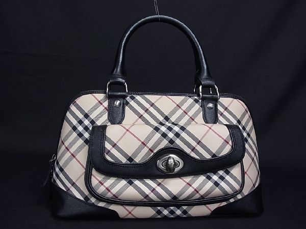 1円 BURBERRY バーバリー キャンバス×レザー ノバチェック チェック柄 