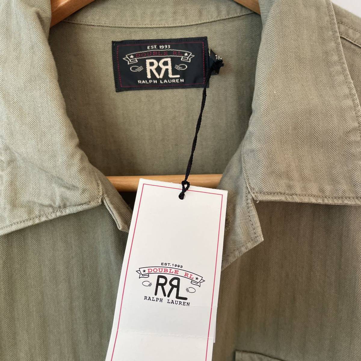 定価3.3万 新品 RRL ヘリンボーン ツイル ミリタリー シャツ オリーブ  