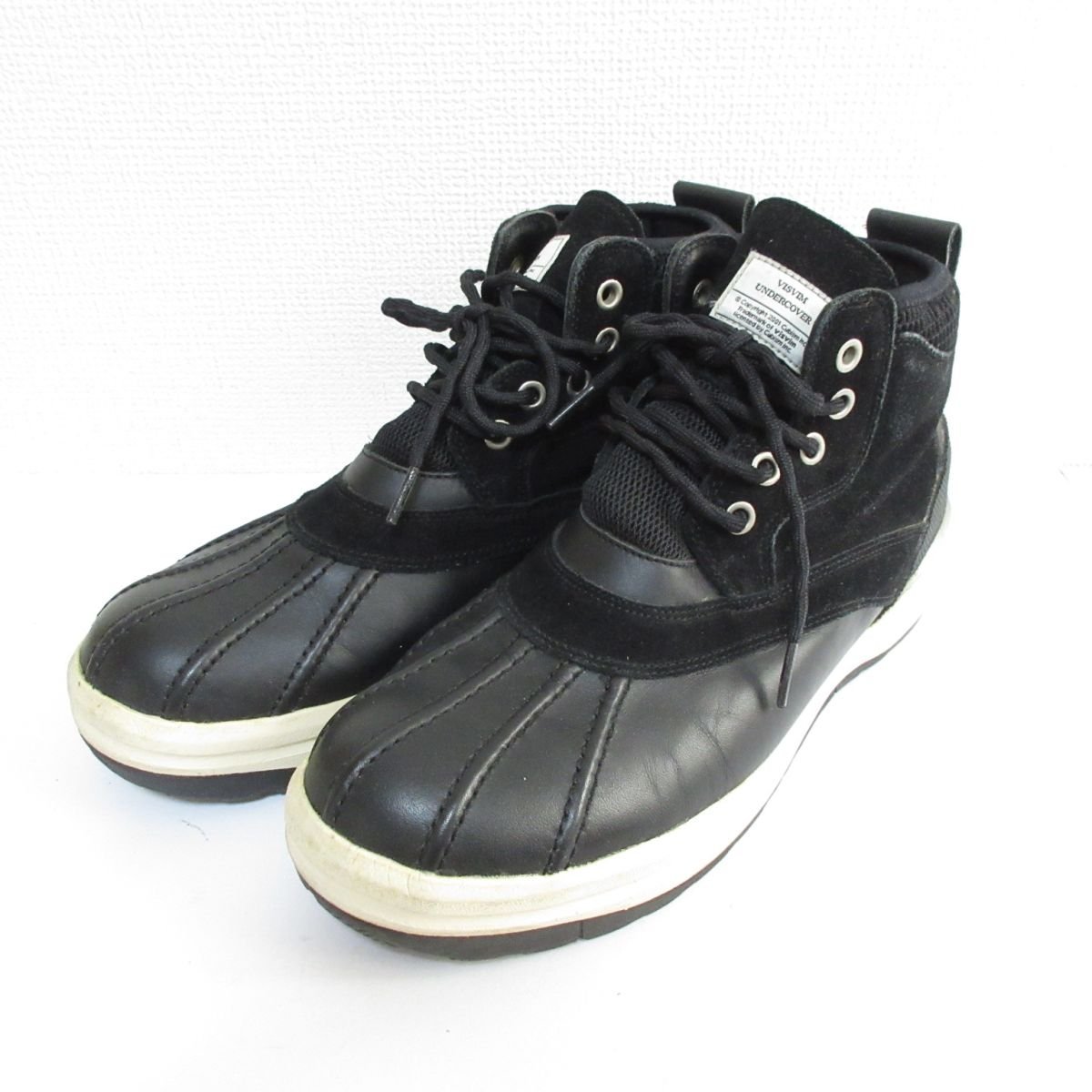 ほぼ美品 07AW UNDER COVER×visvim アンダーカバー DECOY DUCK BOOTS ビーンブーツ ハイカットスニーカー 9 黒 ブラック系