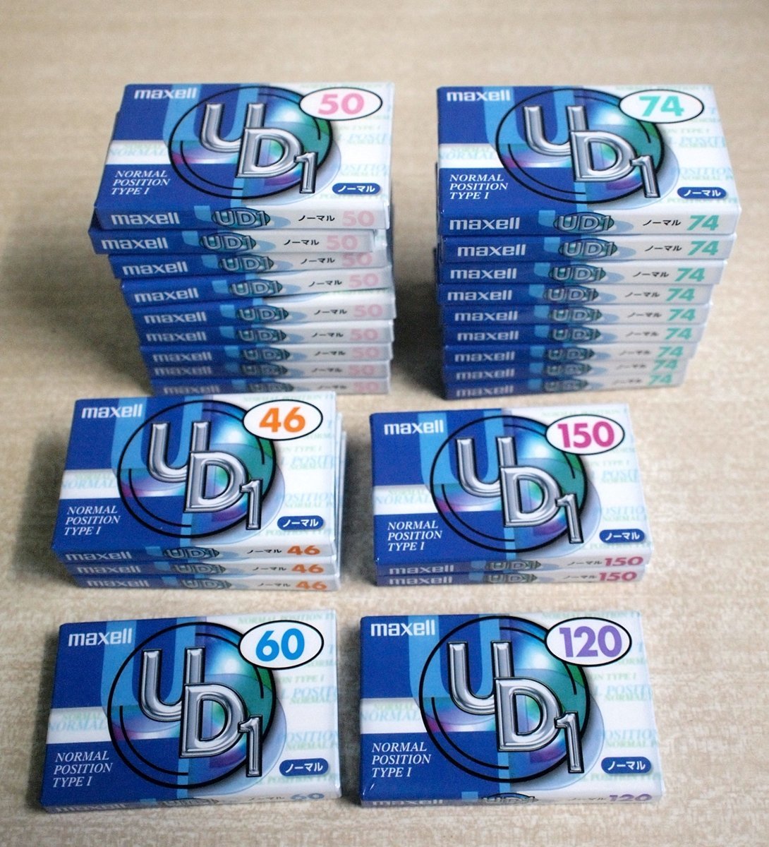 [W1964] カセットテープ マクセル UD1シリーズ25点 / 未開封まとめて maxell NormalPosition Type 1 UD1-46N 50分 74分 70分 64分ほか 現状 maxell マクセル | 46分10本、50分×6本カセットテープ ３０年前の未開封のカセット ４０本