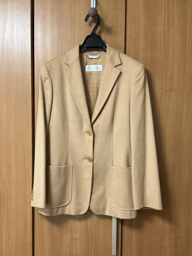 美品　マックスマーラ MaxMara キャメル100%テーラードジャケット 最高級白タグ サイズ40 クリーニング済み