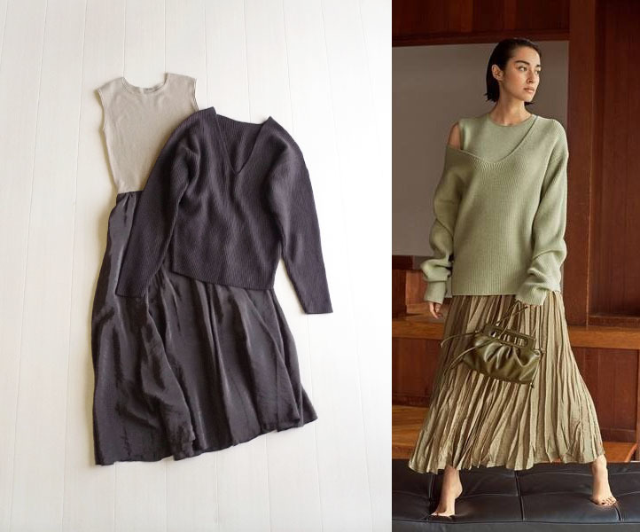 セール，爆買い ミラオーウェン 定価1 6万 ニットとワンピースのセットアップ ブラウン グレージュ系 Mila Owen セーター ロングワンピース(Sサイズ)｜売買されたオークション情報、yahooの商品情報をアーカイ Sサイズ