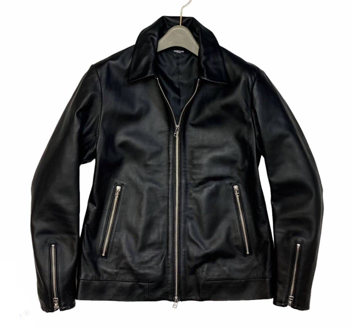 【お買い得，本物保証】 同様 定価4.8万円 MORGAN HOMME モルガンオム 厳選された羊革 ラムレザー 襟付き シングルライダースジャケット 黒/M(Mサイズ)｜売買されたオークション情報、yahooの商品情報をアーカイブ公開 - Mサイズ