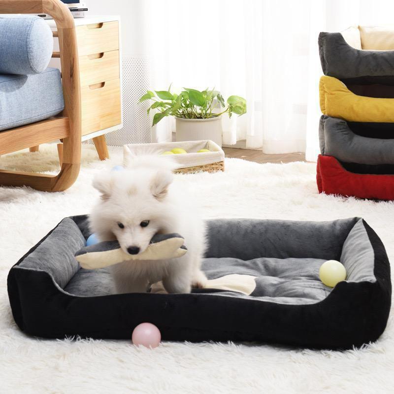 oベッド ペットベッド ペットソファー スクエア型 犬 猫 通年用 黒灰色 ベッド ペットベッド 猫 猫用 スクエアベッド 犬用