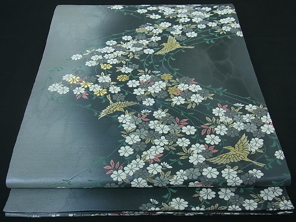 平和屋着物□六通柄袋帯 唐織 萬葉秀花 金糸 逸品 ha958 唐織