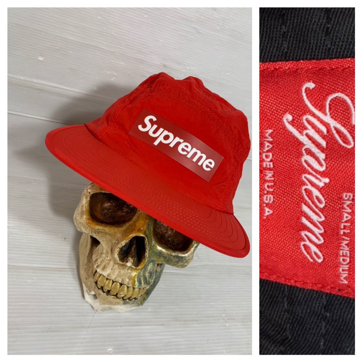 SUPREME シュプリーム　USA製　ボックスロゴ 赤　ジェットキャップ　帽子　スケーターキャップ　キャップ　レッド　ナイロン