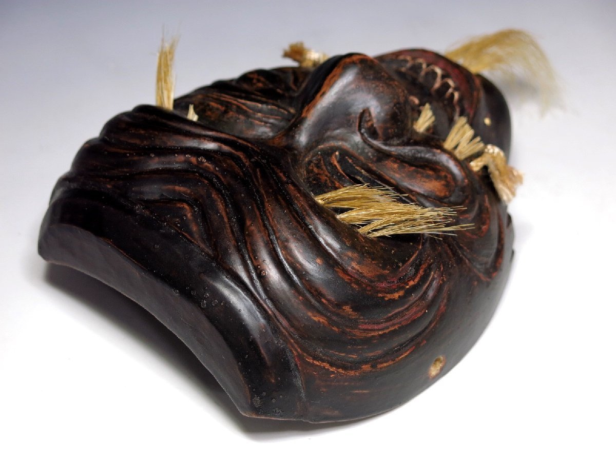 お得，大得価 木彫能面 翁面 翁 能楽 能 狂言 在銘 日本美術 891