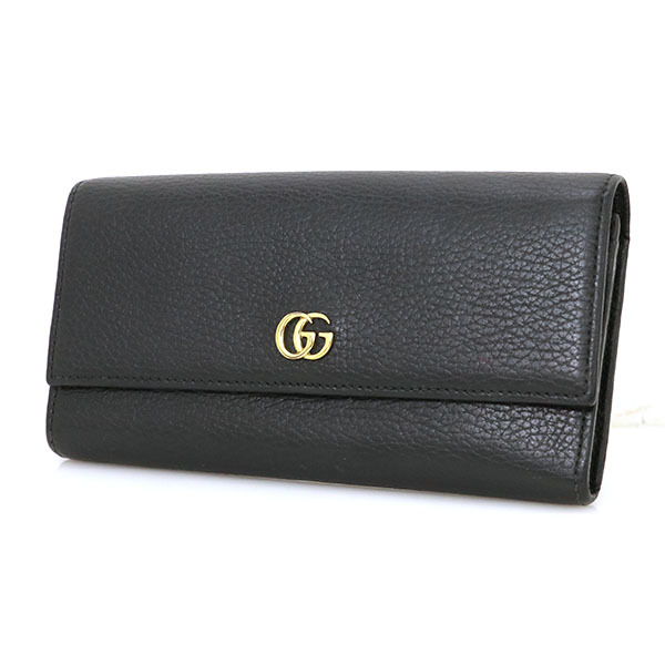 グッチ GUCCI ブラック レザー GGマーモント コンチネンタル ウォレット 長財布 456116 496085 レディース【xx】【中古】4000014800300412