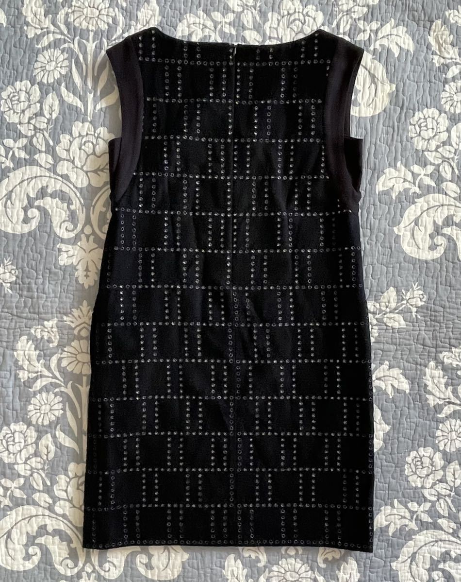 setaichiro ノースリーブワンピース カットワーク刺繍 黒 ウール 膝丈  