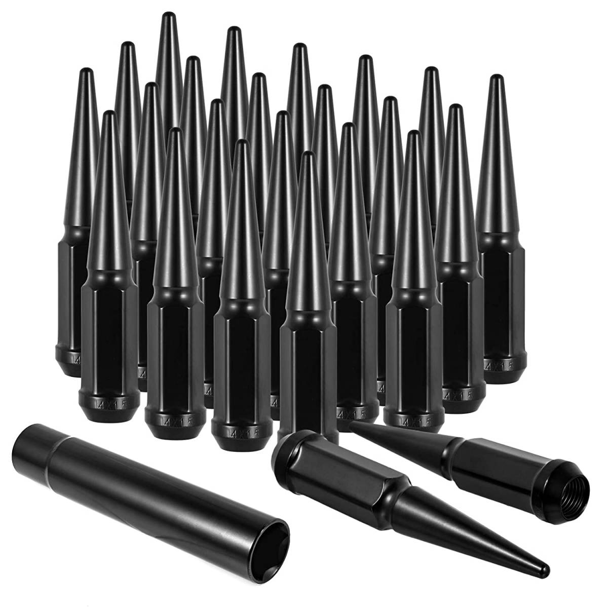 スパイクナット ブラック M14-1.5 19HEX 全長約111mm 24個 6穴1台分 