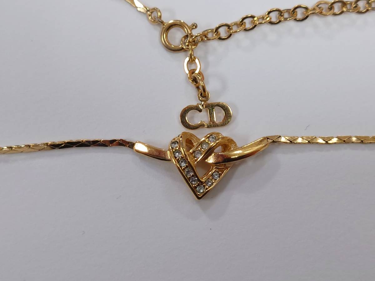 51314 Christian Dior ディオール ラインストーン ハートモチーフ 
