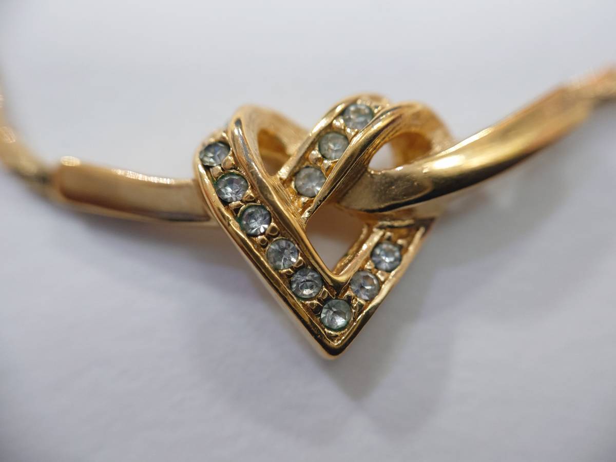 51314 Christian Dior ディオール ラインストーン ハートモチーフ 