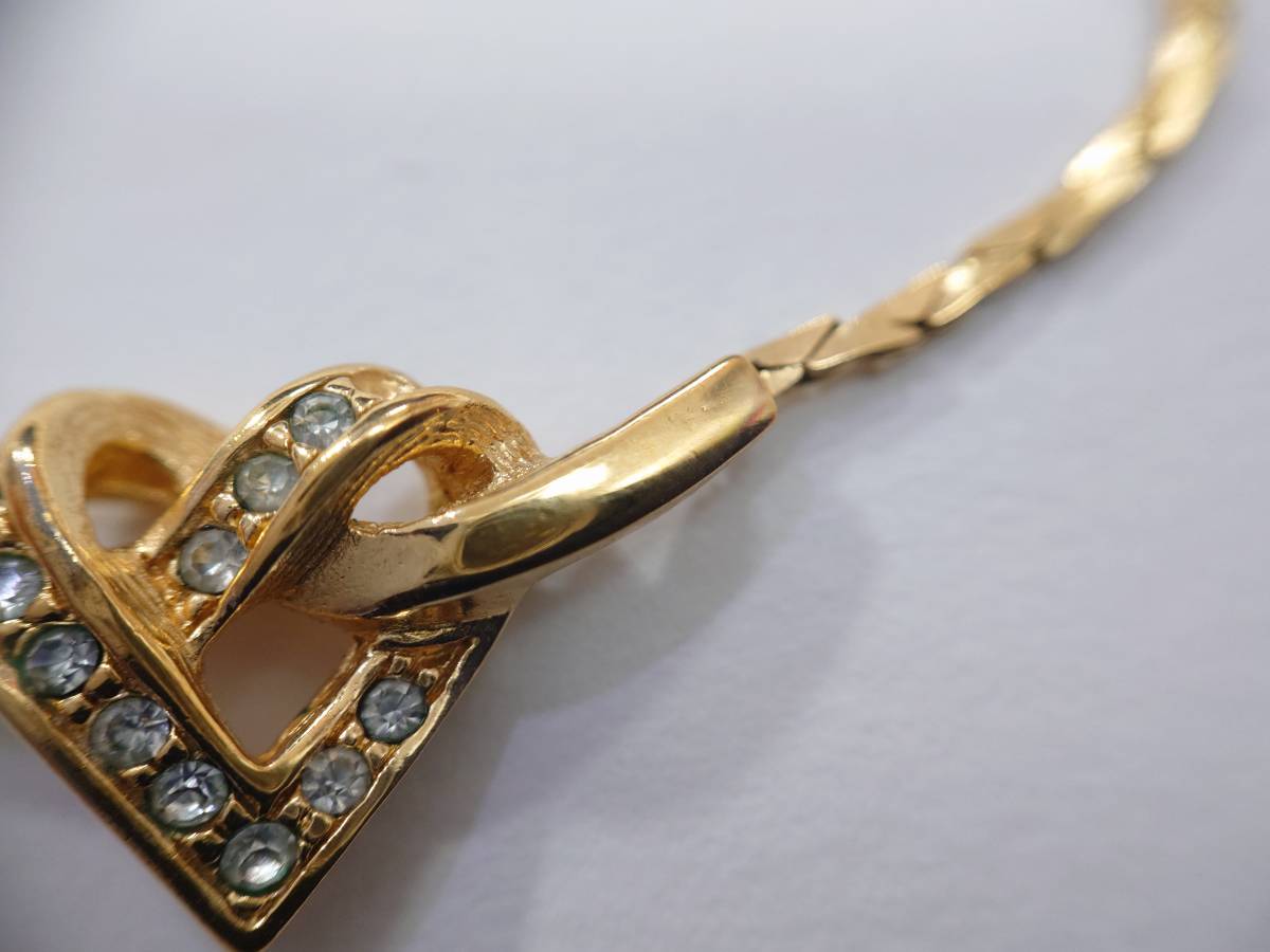 51314 Christian Dior ディオール ラインストーン ハートモチーフ 