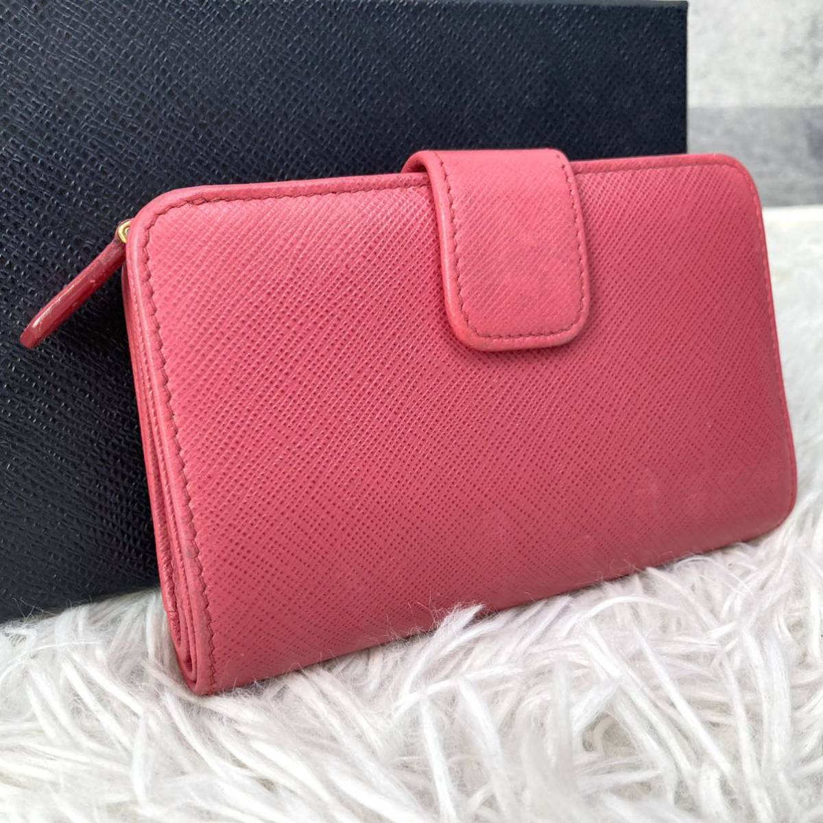 ○美品○プラダ PRADA 二つ折り財布 1ML255 サフィアーノ レザー L字 