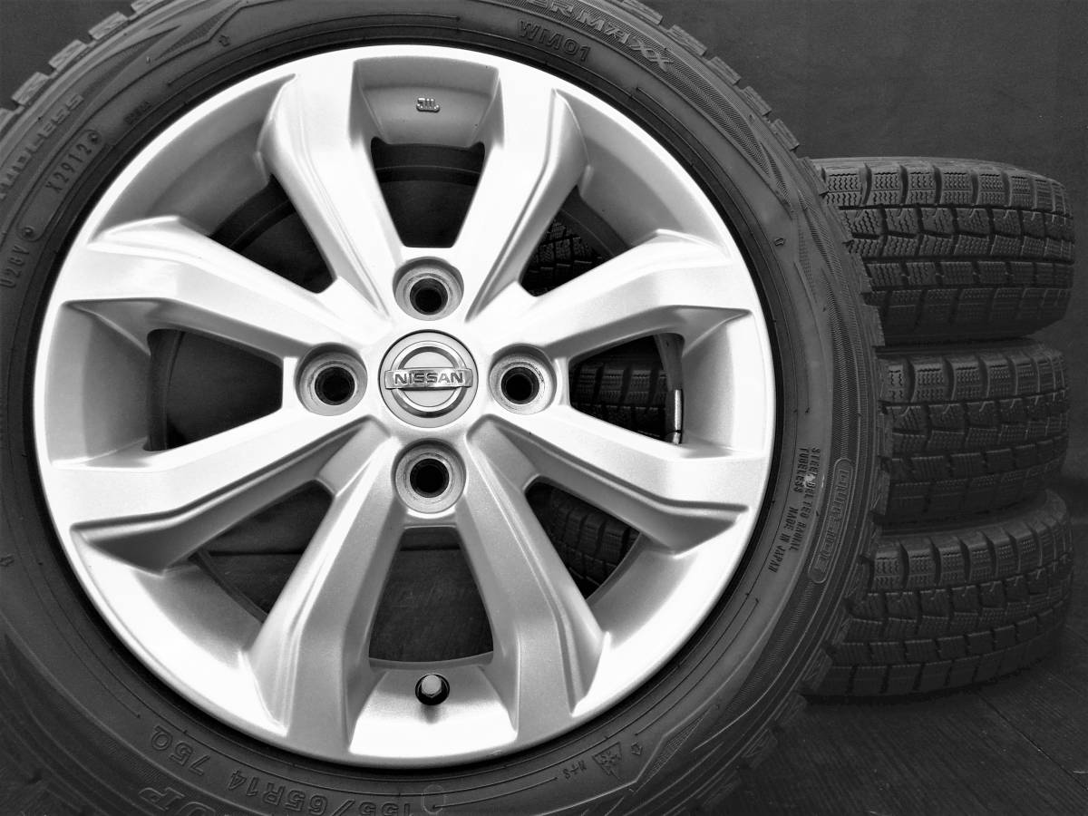 ☆極上品!! 日産純正アルミホイール+極上国産スタッドレス 155/65R14 4 