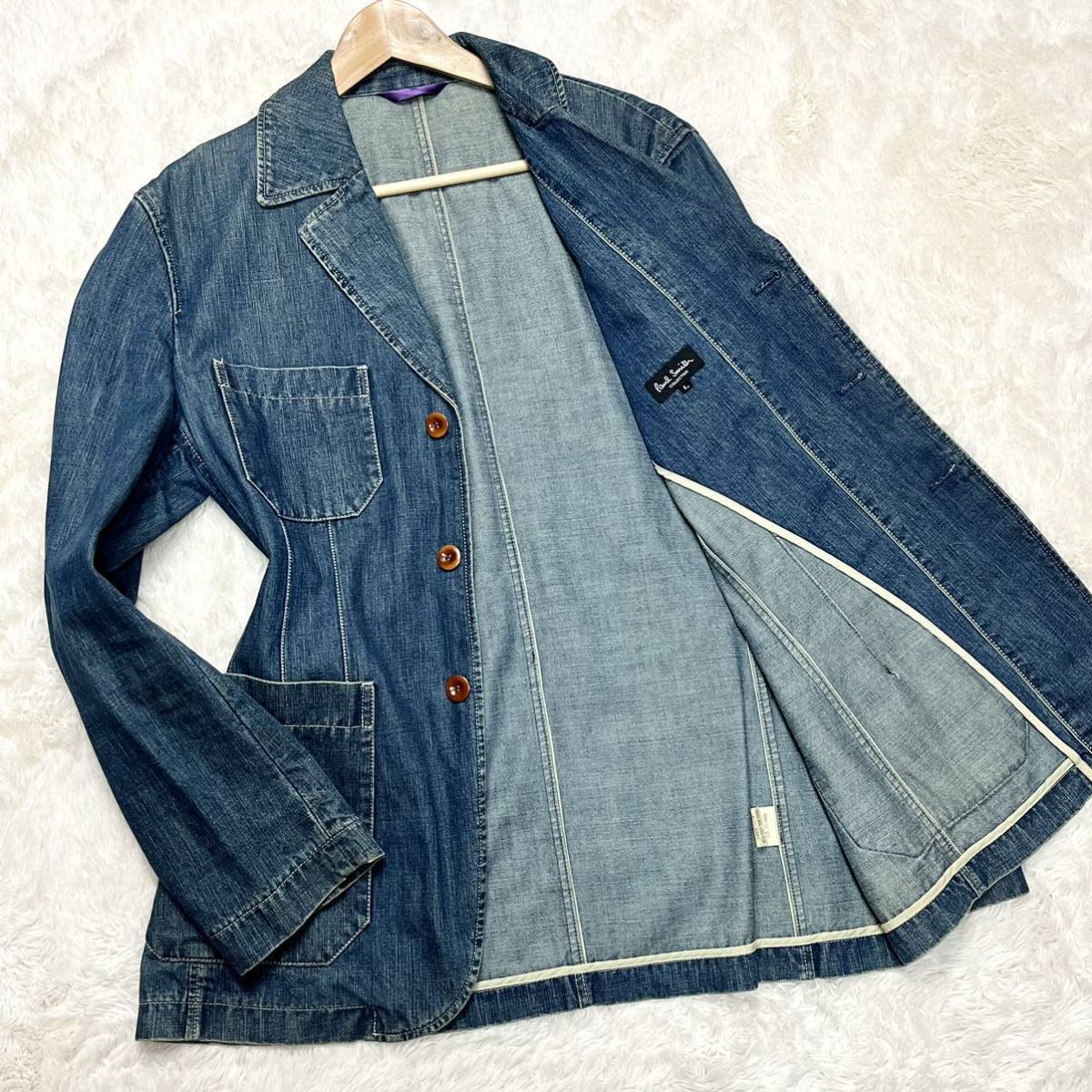 極美品【希少サイズL】最高級ライン ポールスミスコレクション『溢れ出る渋さ』 Paul smith デニム テーラードジャケット インディゴ