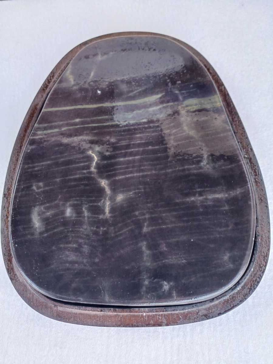 □H.F□ 端渓硯 硯板 老坑水巌金線 20.2cm 6.5