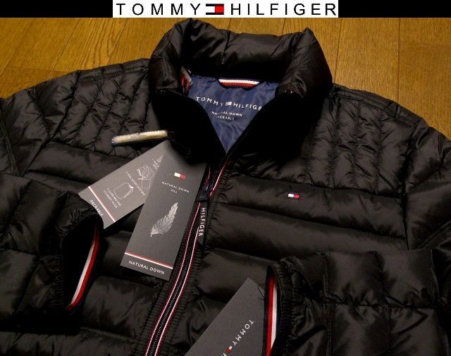 S(US)M位 トミーヒルフィガー USA限定 精悍 マットブラック 本物100%NATURAL DOWN 極暖 ダウンジャケット耐風耐水 蓄熱 軽量 日本未発売