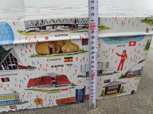 昭和レトロ EXPO'70 日本万博博覧会 衣装ケース ブリキ 縦約37cm 横約
